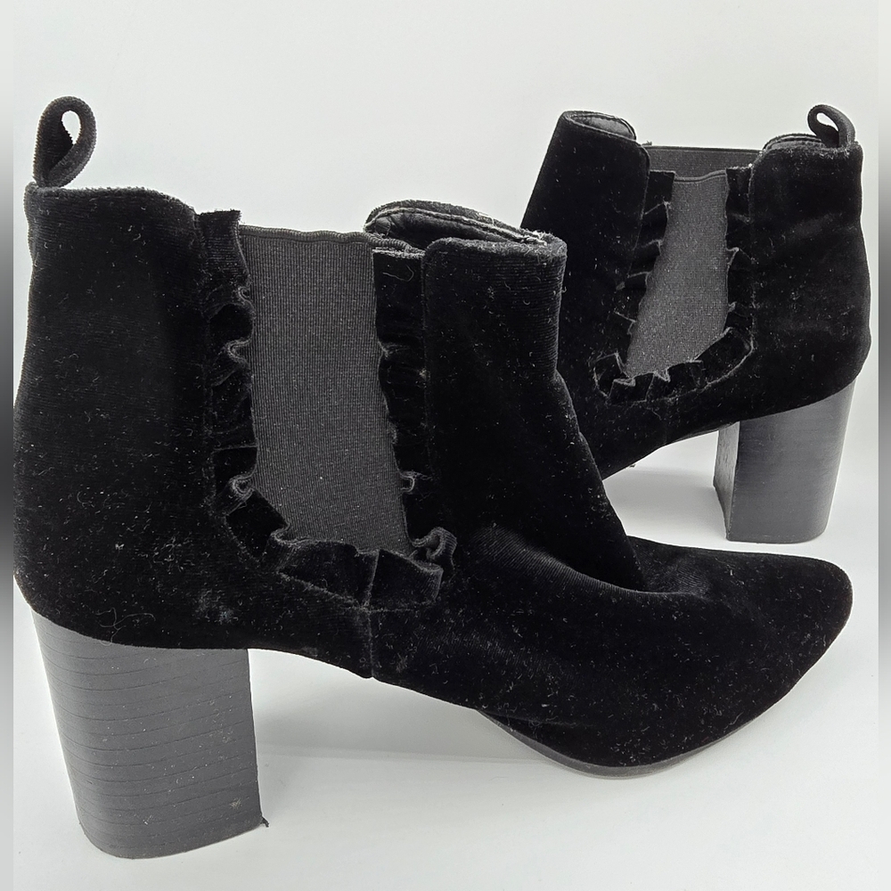 14th & Union - Blaine Black Velvet Rufs Ankle Heel Boots